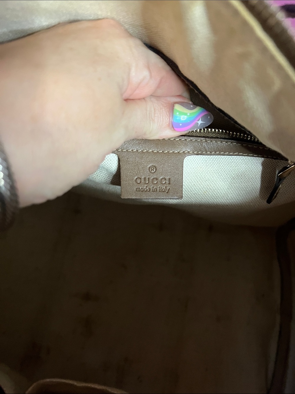 Rare !! Gucci Beige GG supreme canvas boston bag with Brown Leather Trim - Picture 15 of 16